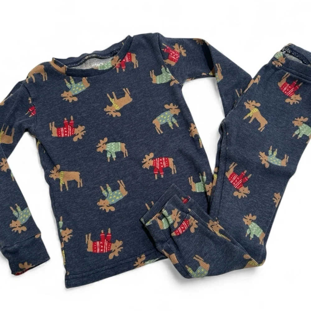 Carter’s Kids Moose Print Pajama Set - Blue